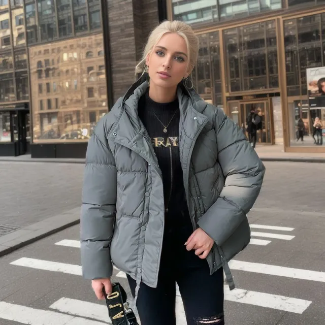 Foreign Style Warm Hooded Cotton Jacket Grey - Shop at LoveMi