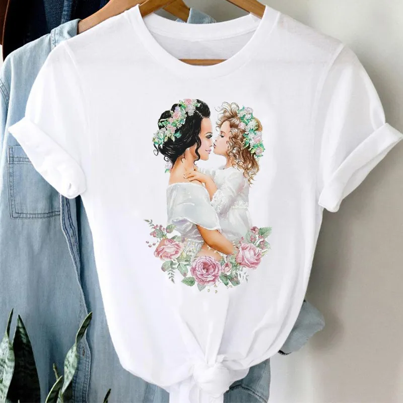 Mother's Day Theme Loose Cartoon Half Sleeve Cute Short Sleeve T-shirt Woman - Cz25128