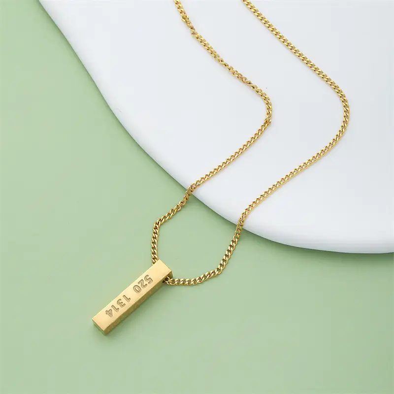 Ins Style Stainless Steel Necklace Three-dimensional Stick