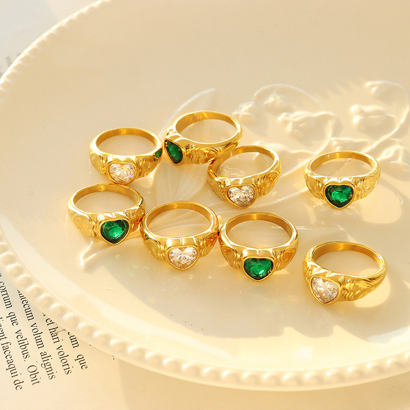 Heart-shaped Glass Stone Crystal Multi-code Optional Ring