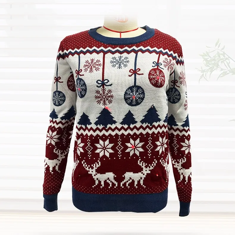 LED Snowflake Pattern Knitted Pullover - Snowflake Pattern