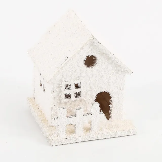 Christmas Wooden Craftwork Snowflake Small House Lighting Ornaments Type A - Shop at LoveMi