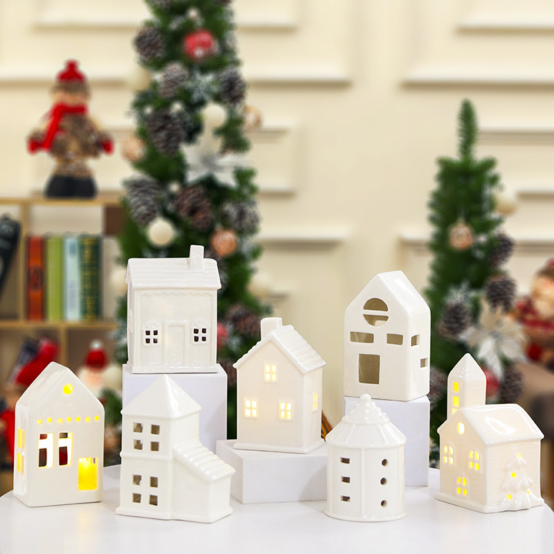 Nordic Style Ceramic Small House Decoration Christmas