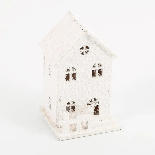 Christmas Wooden Craftwork Snowflake Small House Lighting Ornaments Type C - Shop at LoveMi