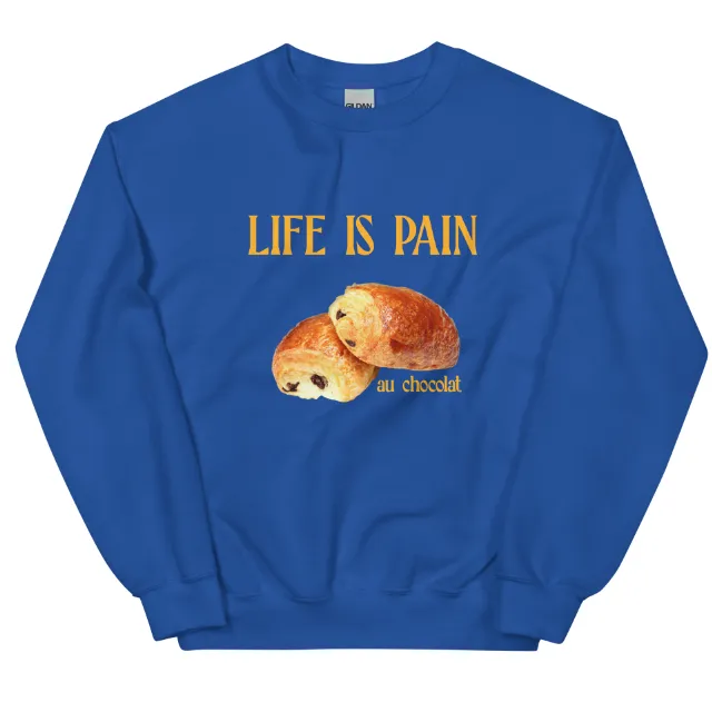 European American Fashion Floral Print Life Is Pain Round Neck Autumn And Winter Bottoming Long Sleeve Blue - Shop at LoveMi