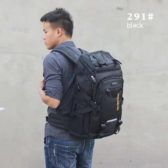 50L Large Capacity Double Shoulder Outdoor Travel Luggage Backpack Black - Shop at LoveMi