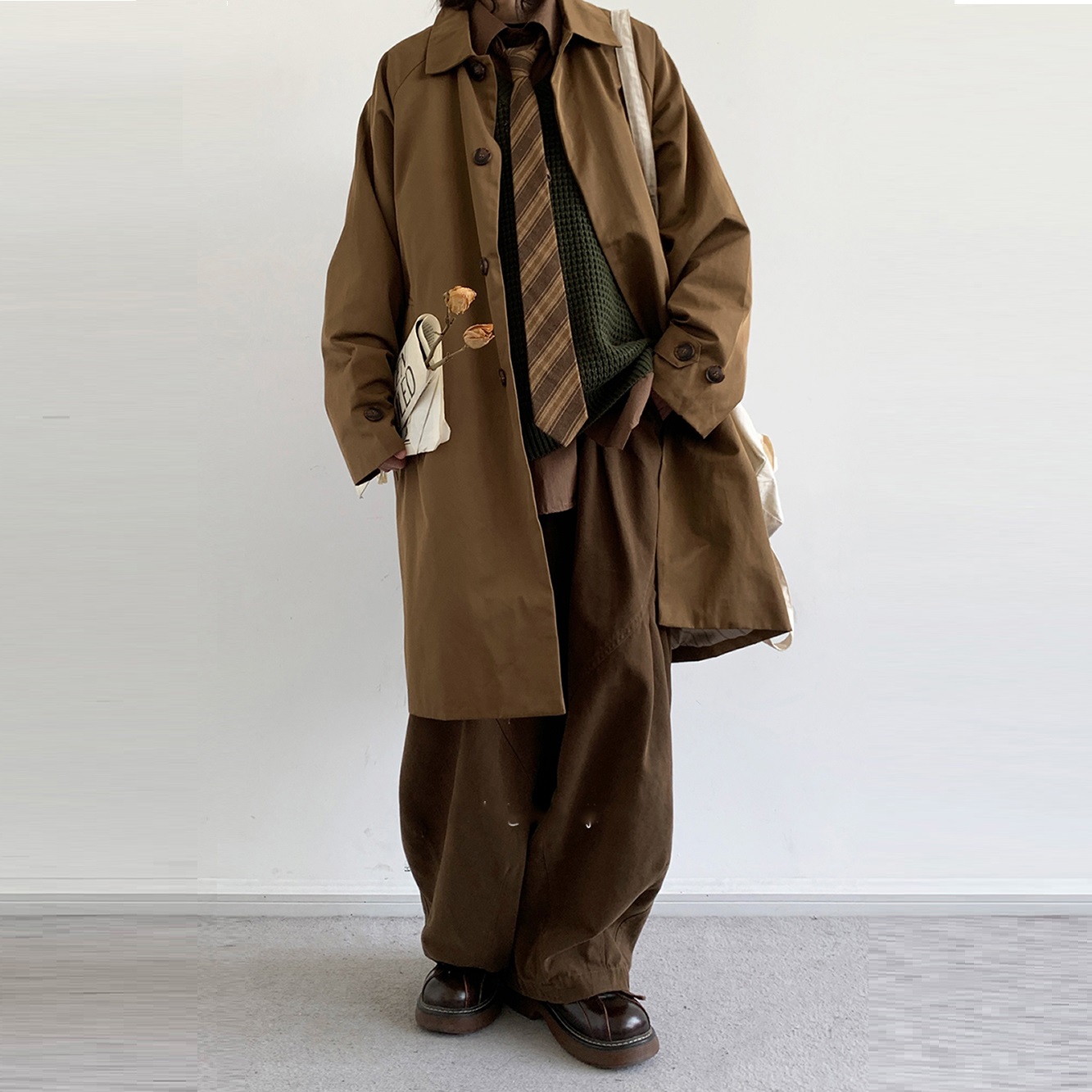 Japanese-style Retro All-match Khaki Stripe Tie College Style