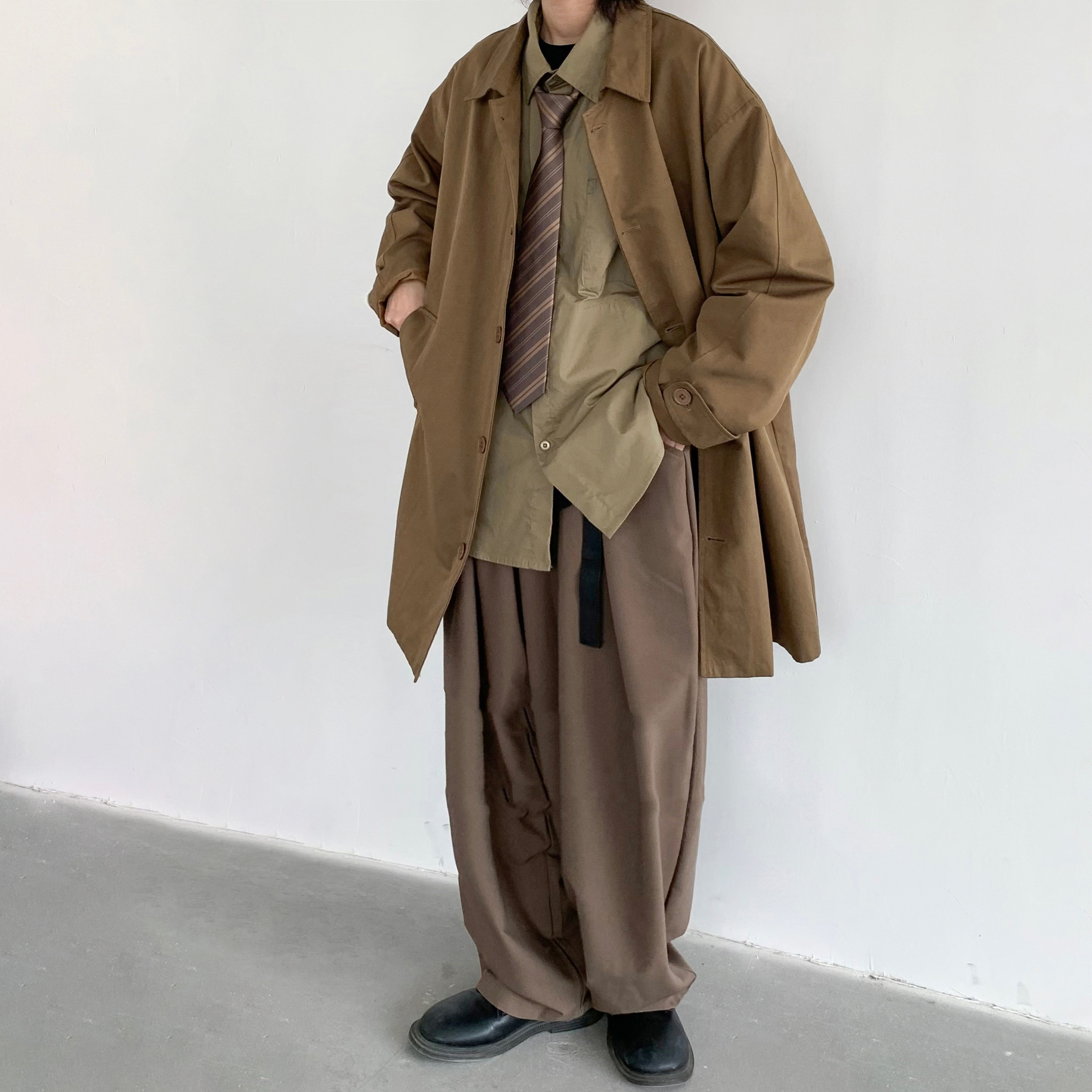 Japanese-style Retro Mid-length Men's And Girls' Single-breasted Loose Overcoat Coat