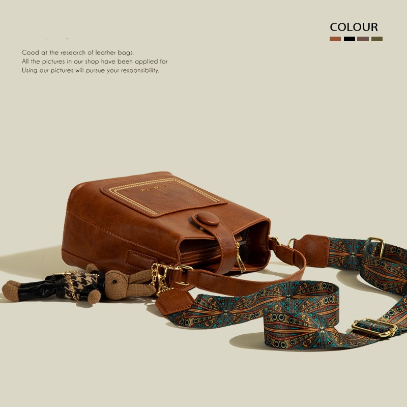 حقيبة دلو كتف واحدة بنقشة عتيقة