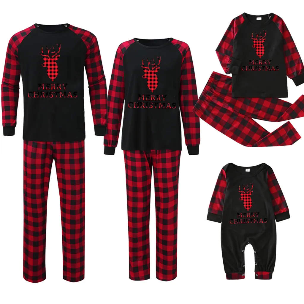 Plaid Stitching Printing Christmas Homewear Parent-child Suit - Jjfa01 508