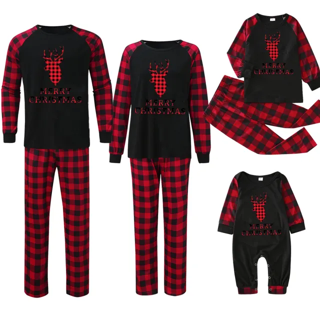 Plaid Stitching Printing Christmas Homewear Parent child Suit Jjfa01 508 - Shop at LoveMi