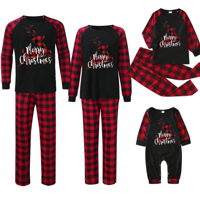 Plaid Stitching Printing Christmas Homewear Parent child Suit Jjfa01 119 Mom M - Shop at LoveMi