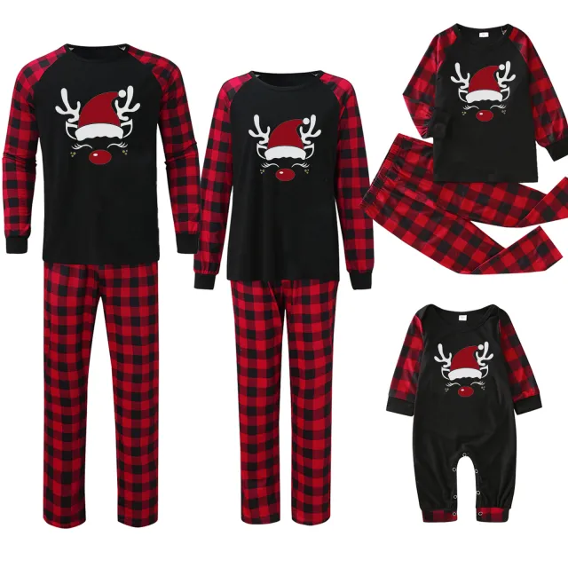 Plaid Stitching Printing Christmas Homewear Parent child Suit Jjfa01 513 Mom M - Shop at LoveMi