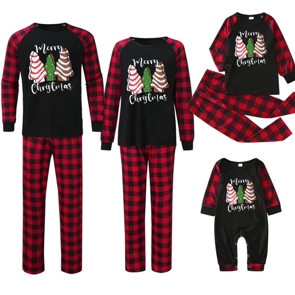 Plaid Stitching Printing Christmas Homewear Parent-child Suit - Jjfa01 514-Mom L
