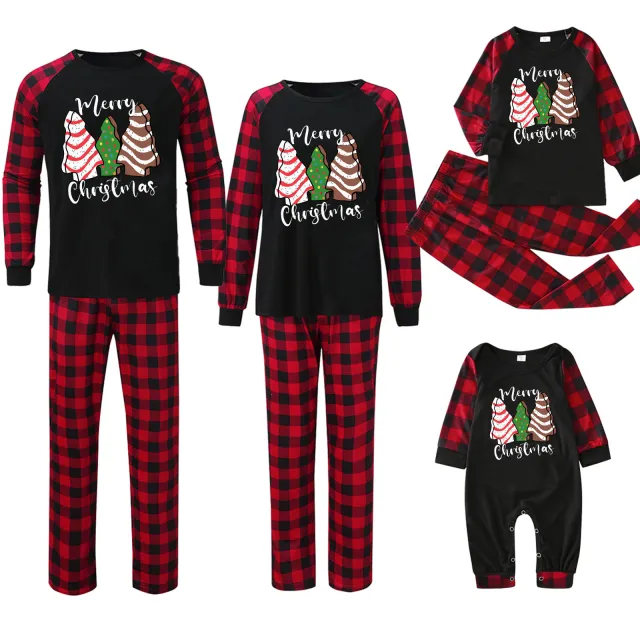 Plaid Stitching Printing Christmas Homewear Parent child Suit Jjfa01 514 Mom L - Shop at LoveMi