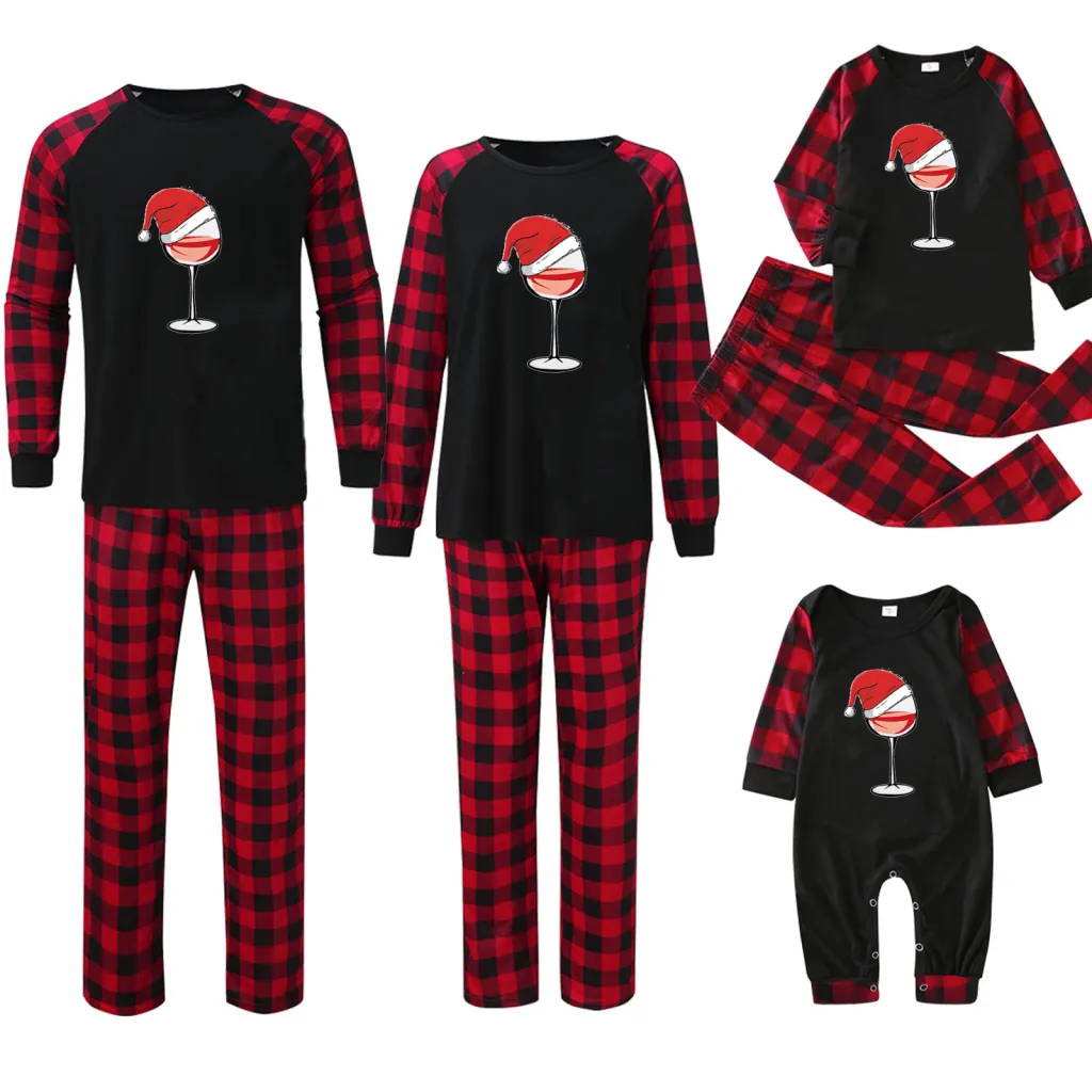 Plaid Stitching Printing Christmas Homewear Parent-child Suit - Jjfa01 509-Mom L