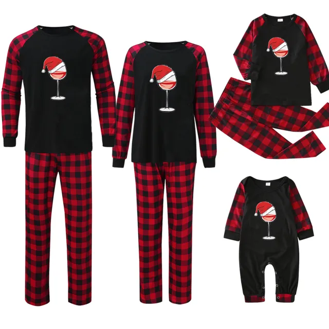 Plaid Stitching Printing Christmas Homewear Parent child Suit Jjfa01 509 Mom L - Shop at LoveMi