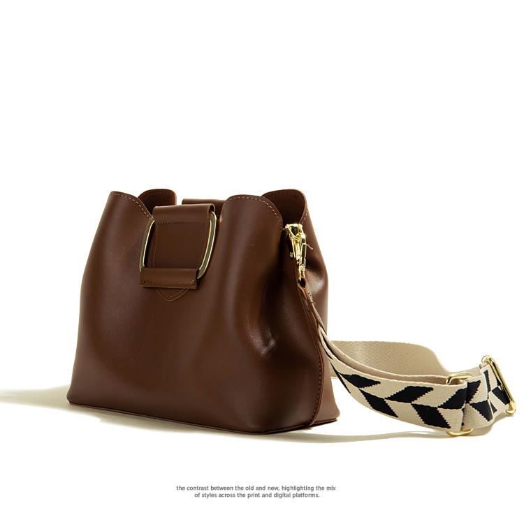 Crossbody Wide Shoulder Strap Portable Bucket Bag — foto 4