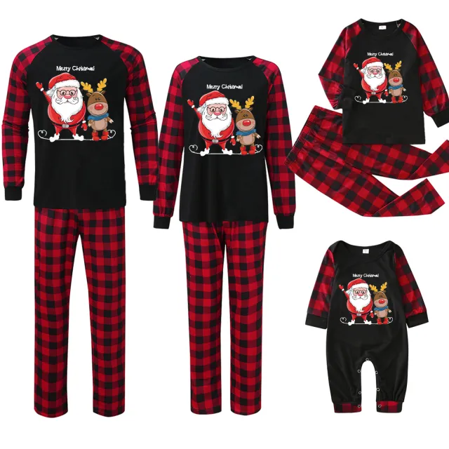 Plaid Stitching Printing Christmas Homewear Parent child Suit Jjfa01 160 Dad 3Xl - Shop at LoveMi
