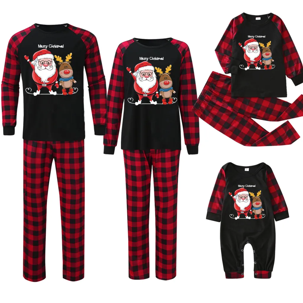 Plaid Stitching Printing Christmas Homewear Parent-child Suit - Jjfa01 160-Dad 3Xl