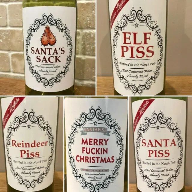Christmas Bottle Label Sticker Set 5Pcs Set - Shop at LoveMi