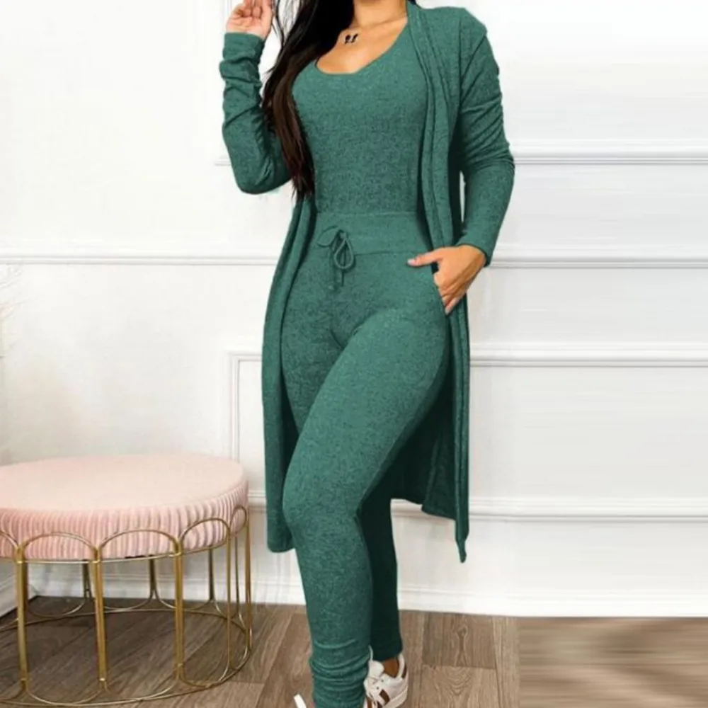 Women's Casual Suit High Waist Slip-on Pants Drawstring Pocket