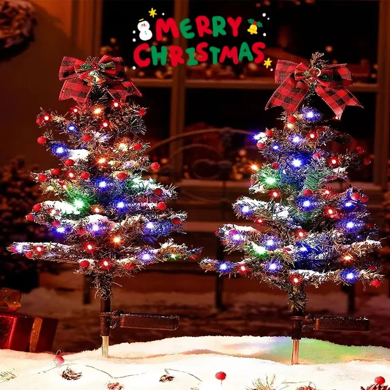 Waterproof Outdoor Christmas Decorations Solar Tree 2 Modes Yard