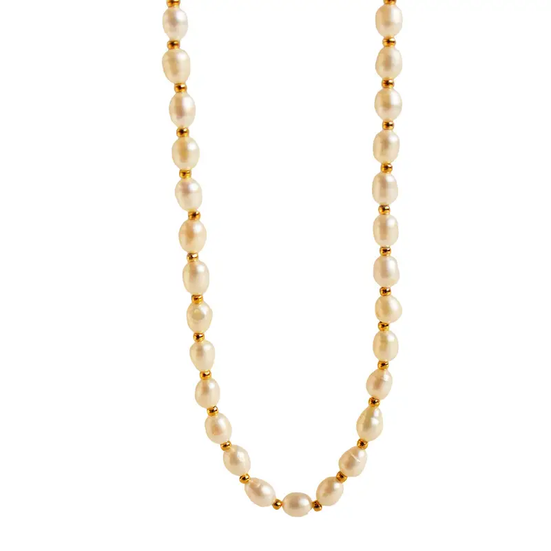 Freshwater Rice Pearls Beaded Collarbone Chain