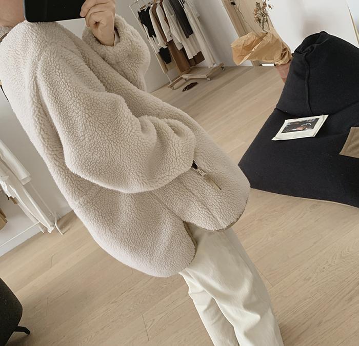Lamb Wool Coat For Women Winter New Loose Slimming Stand Collar Padded Coat - Image 5