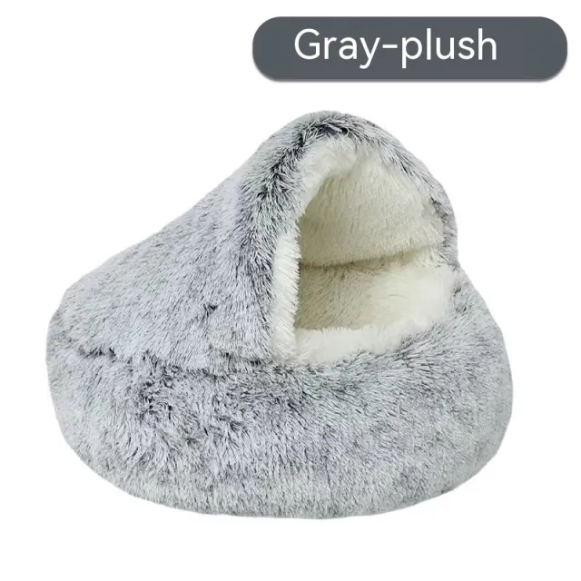 Semi closed Cat Bed Four Seasons Universal Cover Shell Nest Small Dog Winter Pet Supplies Gray - Shop at LoveMi