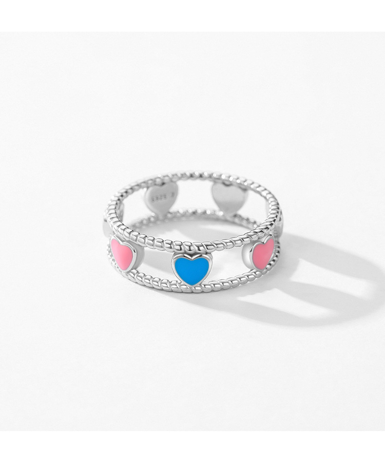 Japanese And Korean Partysu Epoxy Hollowed Heart Shape Ring For Women