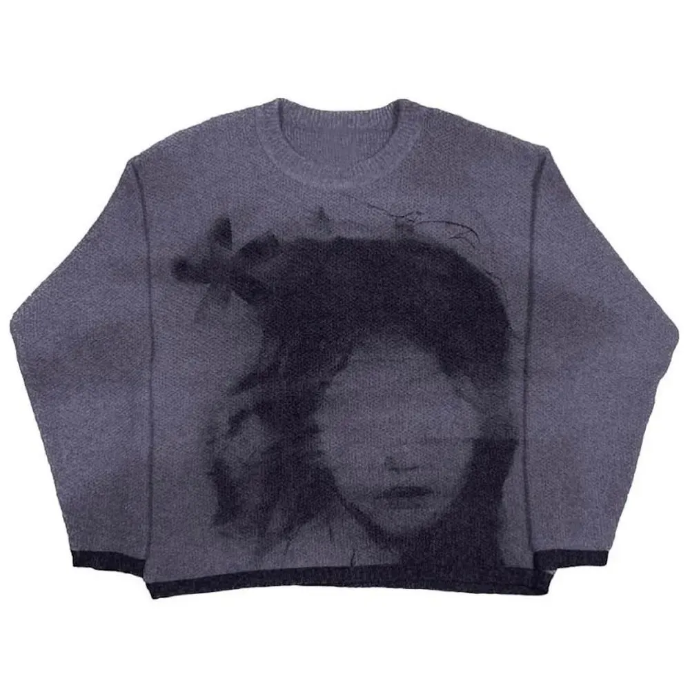 Long Sleeve Lazy Fashion Street Artistic Sweater Sweater - Dark Purple