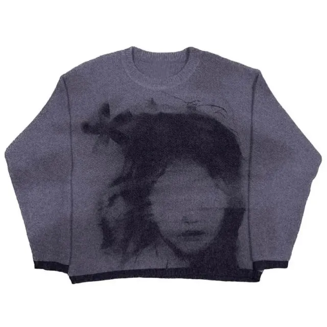 Long Sleeve Lazy Fashion Street Artistic Sweater Sweater Dark Purple - Shop at LoveMi