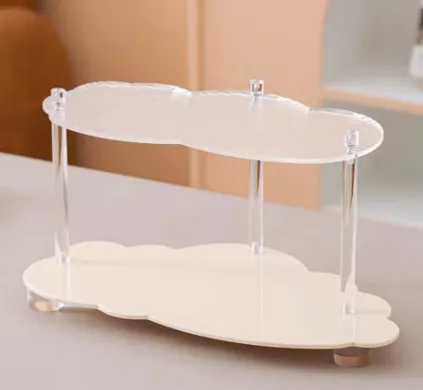 Wavy Acrylic Shelf Living Room Desktop Cup Storage Rack - Small Size Cream Color