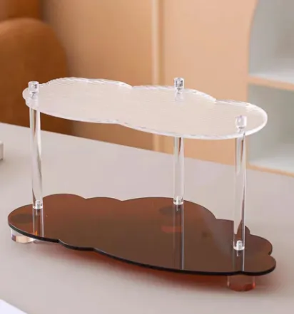 Wavy Acrylic Shelf Living Room Desktop Cup Storage Rack - Small Size Brown