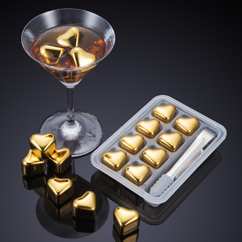 304 Heart-shaped Gold Stainless Steel Ice Cube - Image 7
