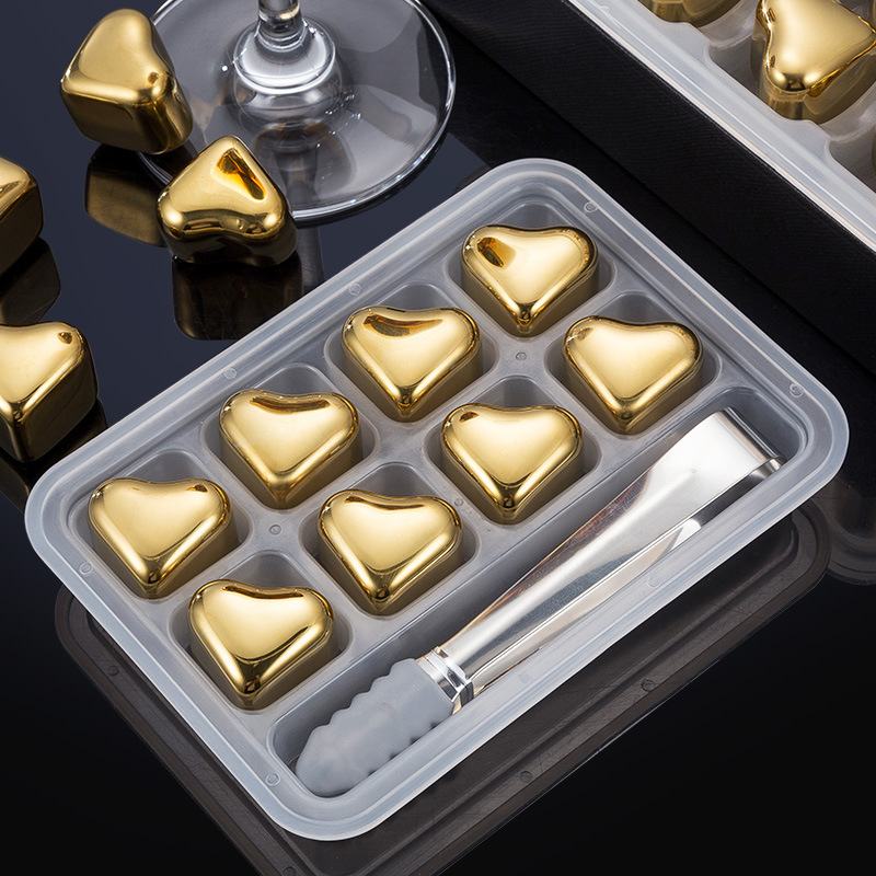 304 Heart-shaped Gold Stainless Steel Ice Cube - Image 9