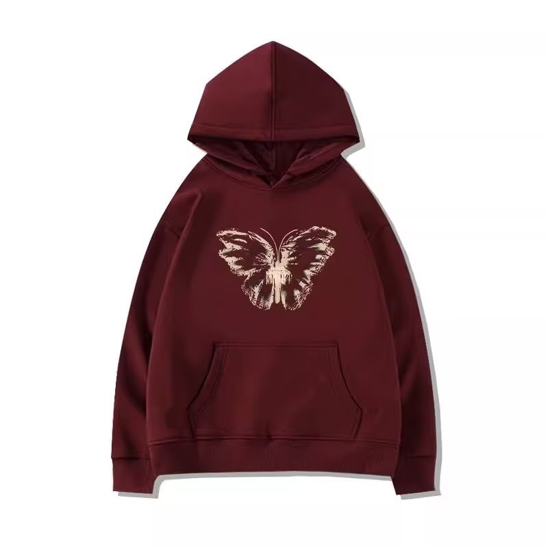 Women's Hooded Purple Cotton Sweater Slimming Thin Loose Fashion