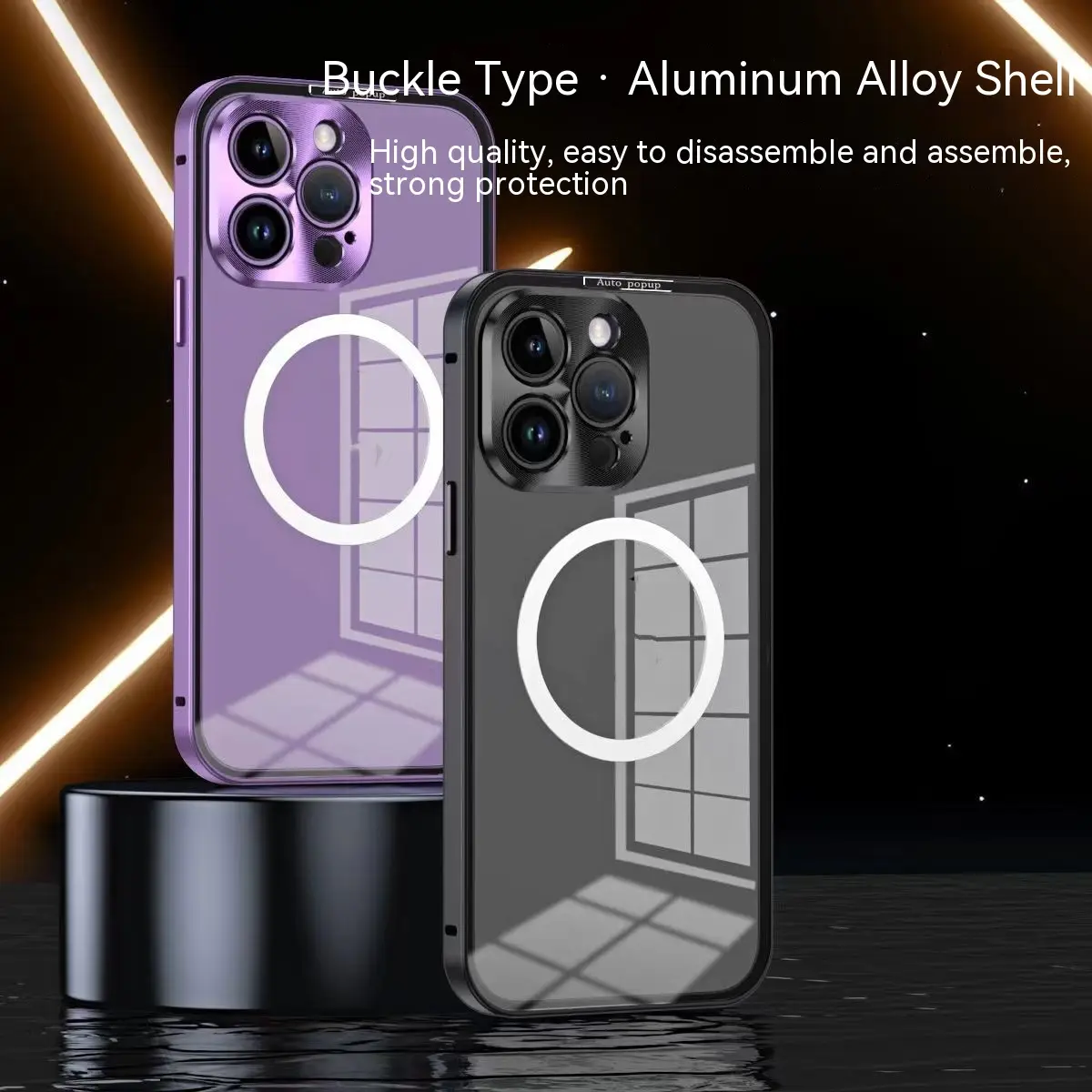 Metal Frame Phone Case Magnetic Spring Fastener Protective Case