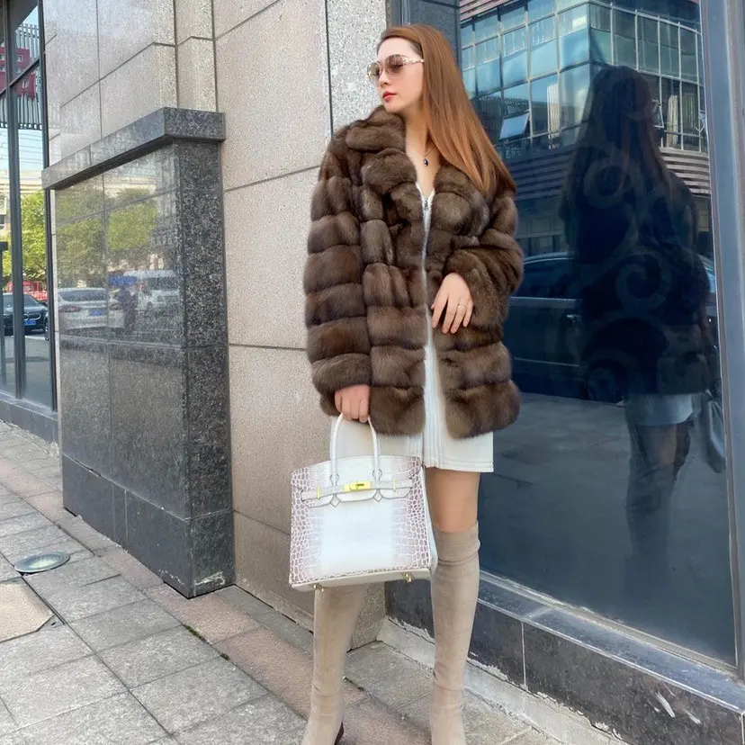 Women's Fur Coat Overcoat Zibeline Starry