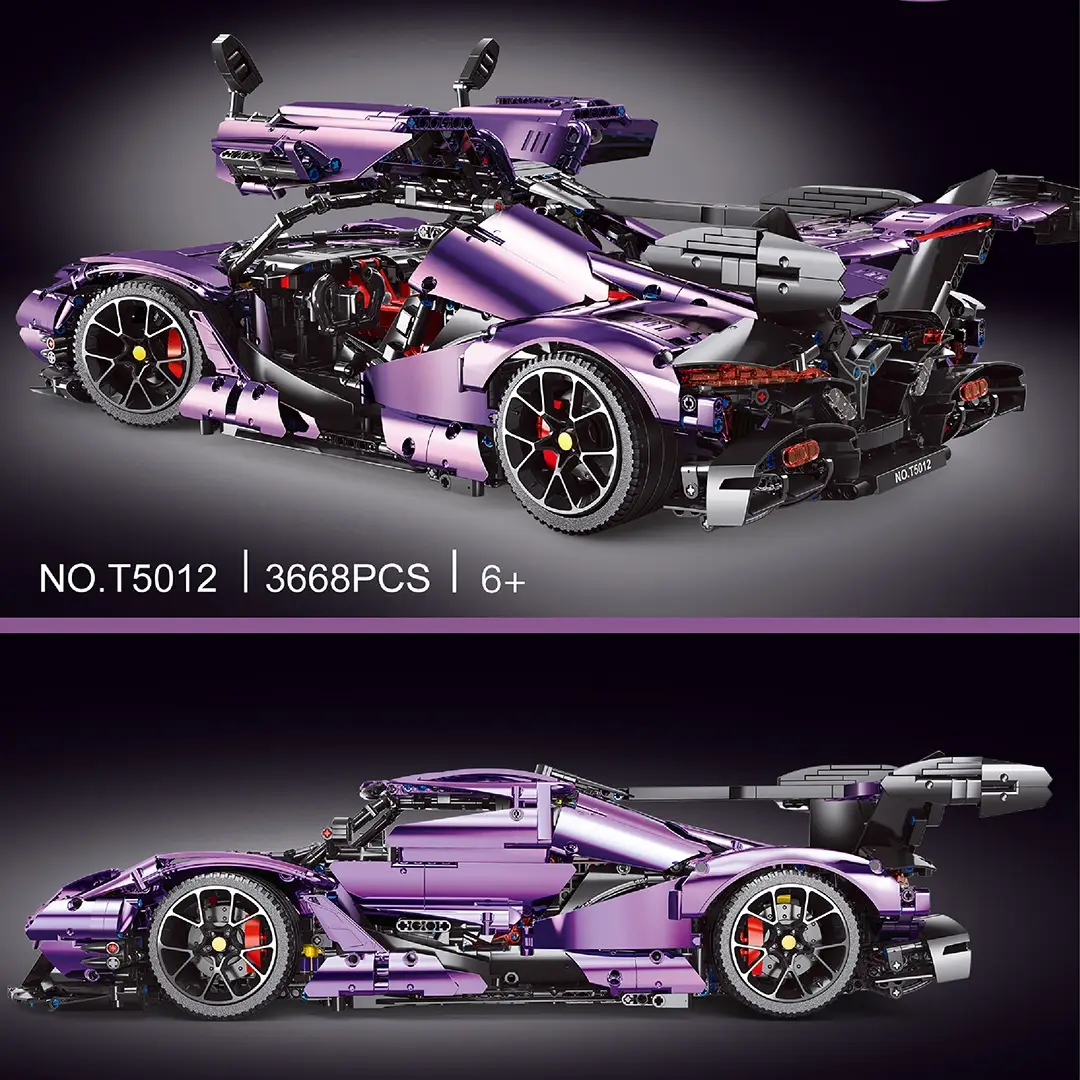 Purple Sports Car Galvanograph Small Particle Assembly Building Blocks Plastic