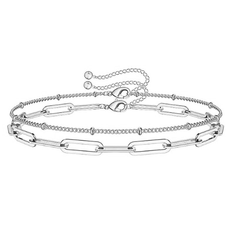 Round Beads Clip Simple Geometric Double-layer Bracelet