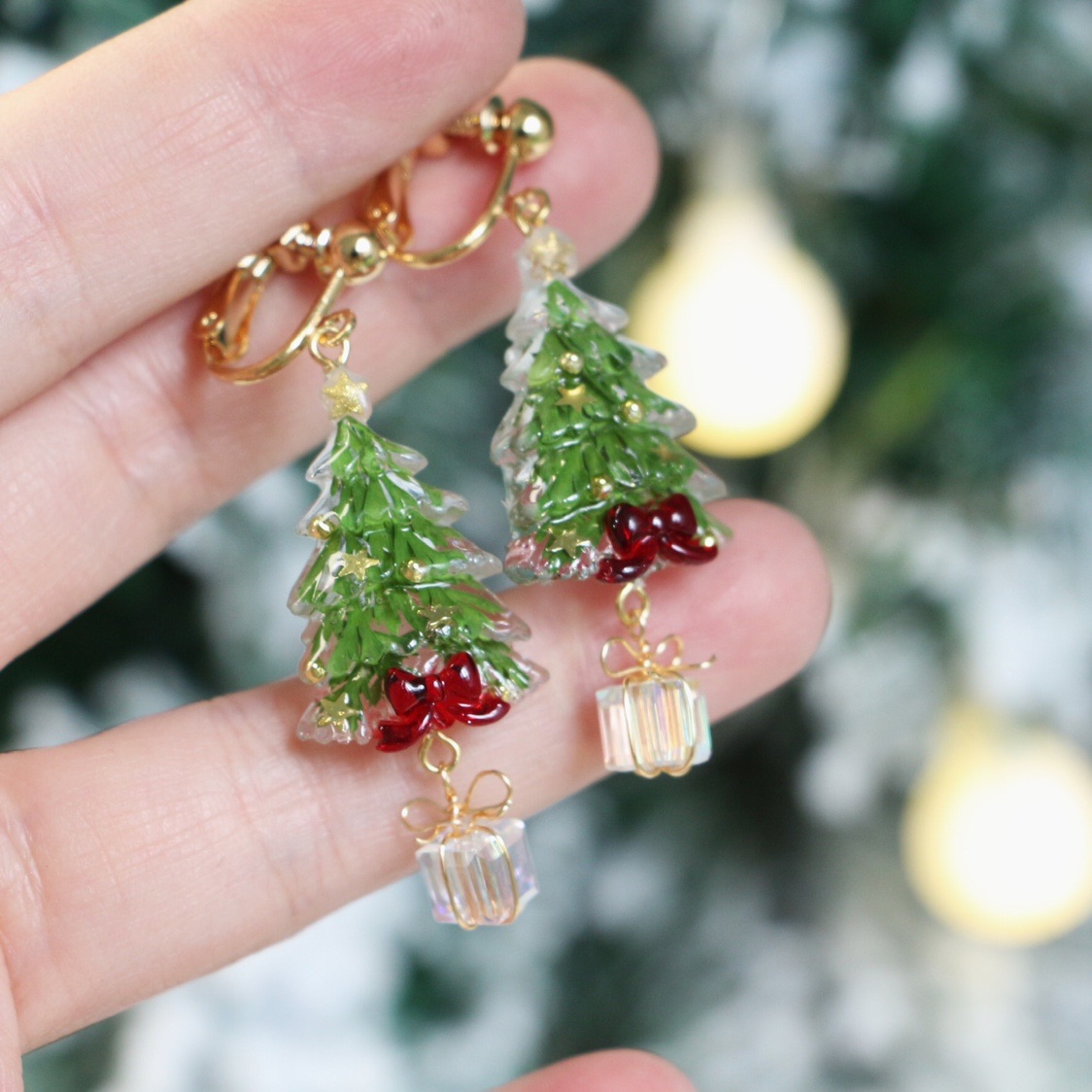 Christmas Tree Crystal Gift Pendant Earrings