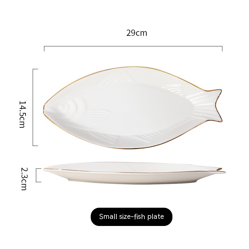 Gilt Edging Porcelain Fish Dish Fish-shaped Dinner Plate Large Fish Plate - Image 9