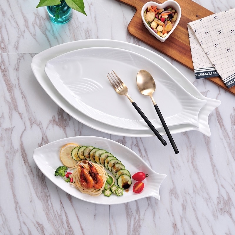 Gilt Edging Porcelain Fish Dish Fish-shaped Dinner Plate Large Fish Plate - Image 5