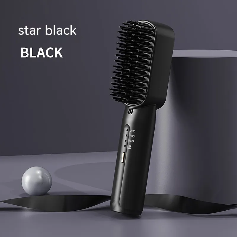Mini Charging Straight Comb Portable Fashion - Black Rechargeable 2600
