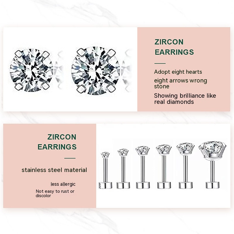 Fashionable Zircon Earrings, Simple And Personalized Titanium Steel Claw Earrings