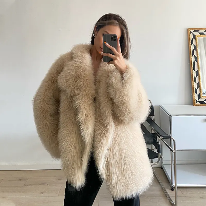 Lapel Leather Fur Coat Women's Artificial Wool Clip