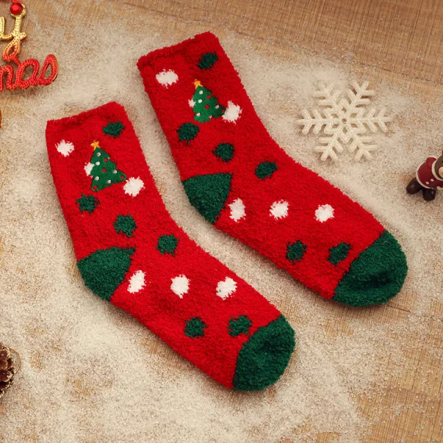 New Coral Velvet Christmas Socks Red Dot - Shop at LoveMi
