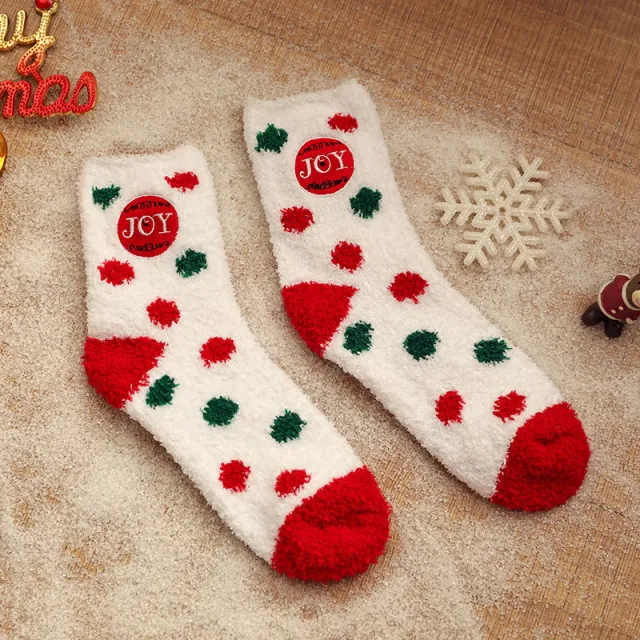 New Coral Velvet Christmas Socks White Dot - Shop at LoveMi